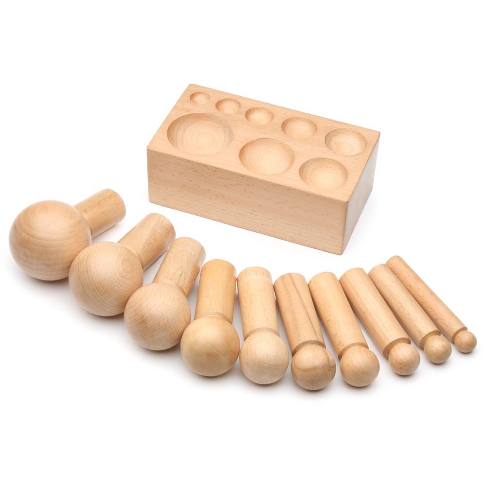 WOOD DAPPING BLOCK WITH 10 PUNCHES Wood Dapping Block with 10 Punches - Image 1